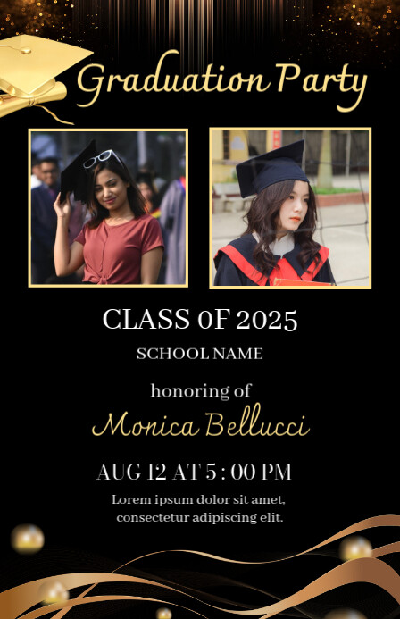 Joyful Graduation Party Card Half Page Wide Meia página larga template