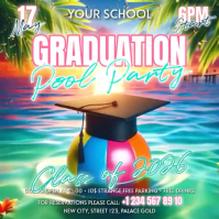 Joyful Graduation Pool Party Instagram Post Video Instagram-opslag template