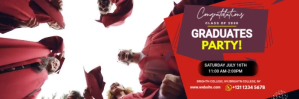 红色 Joyful Graduation Twitter Banner Twitter-header Template