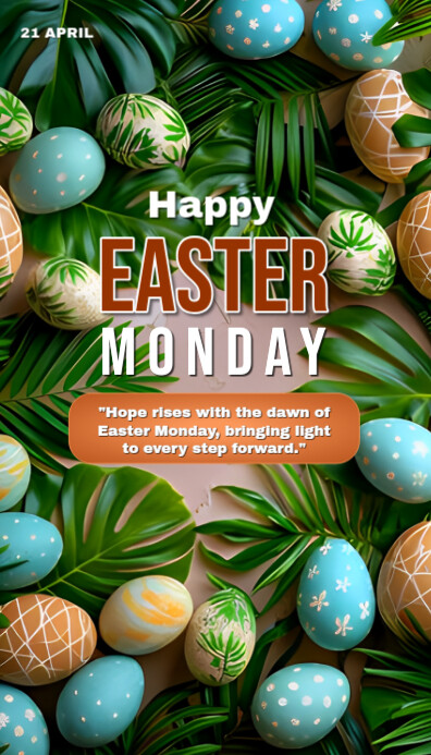 Joyful Green Background Pastel Happy Easter Monday  Business Card template