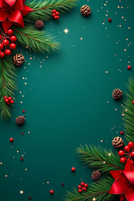 Joyful Green Christmas Ornament Decoration Happy Holidays / Christmas Season Greetings And Happy New Affiche template