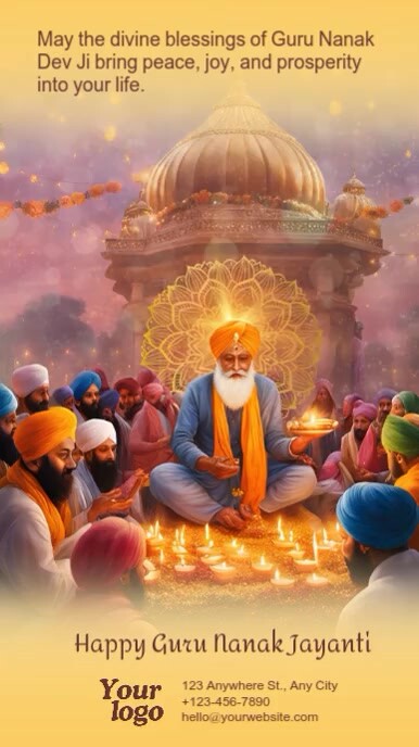 Joyful Guru Nanak Jayanti, Guru Nanak Dev, Gurpurab,  Instagram Reel template