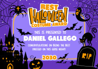 Blue Halloween Costume Award A4 Template