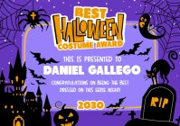 Joyful Halloween Costume Contest Certificate  A4 template