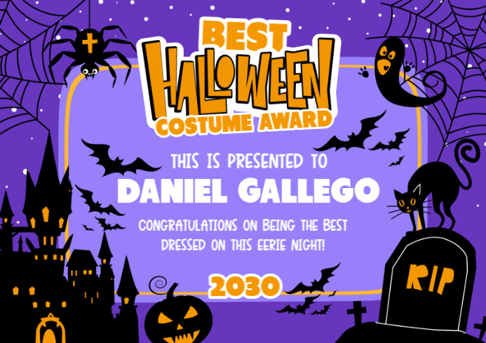 Joyful Halloween Costume Contest Certificate A4 Template | PosterMyWall