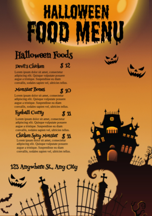 Joyful Halloween Menu A2 template