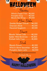 Joyful Halloween Menu Pinterest Graphic template