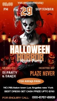 Czarny Halloween Horror Night Party Digitalt display Template