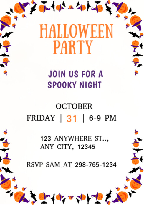 White Halloween Party A4 Template | PosterMyWall