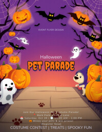 Joyful Halloween Pet Parade Flyer Template Pamflet (Letter AS)