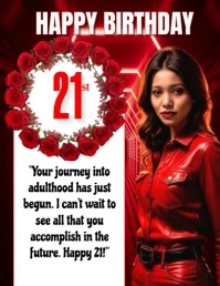 Joyful Happy Birthday 21st Birthday Template Flyer (US Letter)