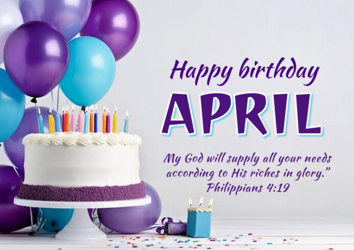 Copy of Joyful Happy Birthday April A4 | PosterMyWall