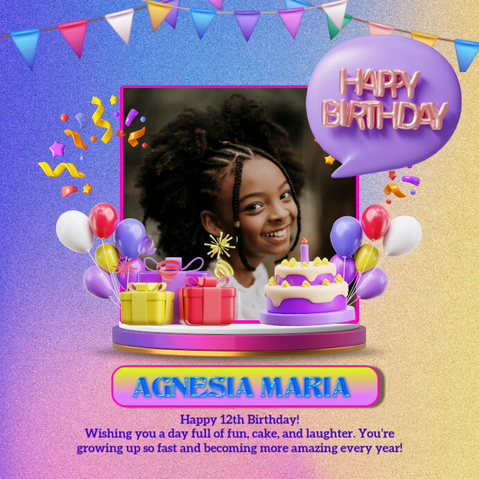 Plantilla de Joyful Happy Birthday Free Template Instagram Post ...