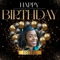 Joyful Happy Birthday Instagram Video Post Sq Square (1:1) template