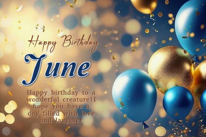 Joyful Happy Birthday June Banner 4' × 6' Template | PosterMyWall