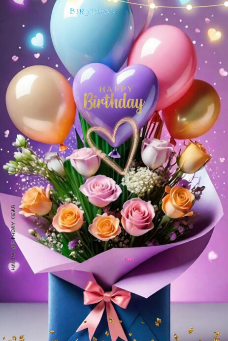 Joyful Happy Birthday Pinterest Graphic template