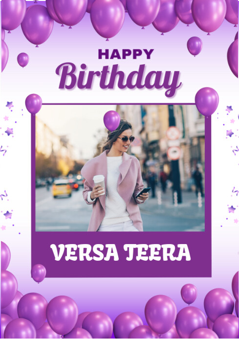 Joyful Happy Birthday Post A4 template