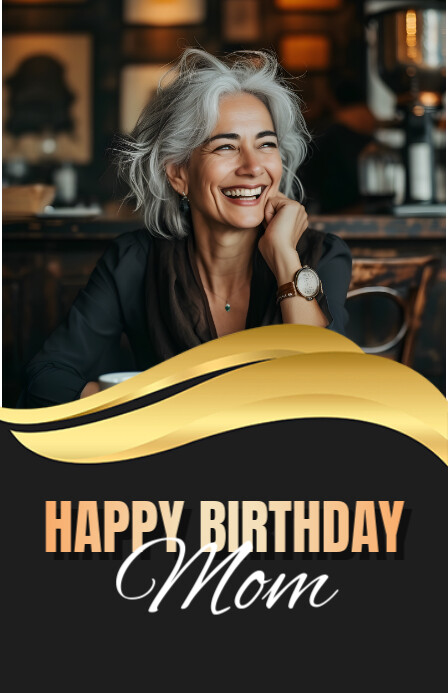 Joyful Happy Birthday Wish Card Half Page Wide Halfbladsy Breed template