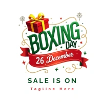 Joyful Happy Boxing Day On 26 December Logo Logotyp template