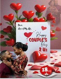 Joyful Happy Couple's Day To Us Greetings Carx6 Flyer (us Letter) Volante (Carta US) template