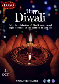 Joyful Happy Diwali Design Poster Design  A2 template