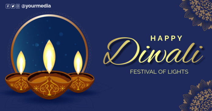 Joyful Happy Diwali Facebook Shared Image delt Facebook-billede template