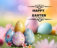 Joyful Happy Easter Day Design  Medium Rectangle Rectángulo Mediano template