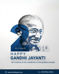 White Gandhi Jayanti Celebration Instagram Portrait Template