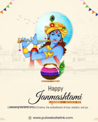 Yellow Janmashtami Celebration Instagram Portrait Template