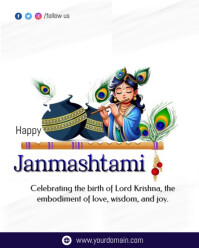 White Janmashtami Celebration Instagram Portrait Template