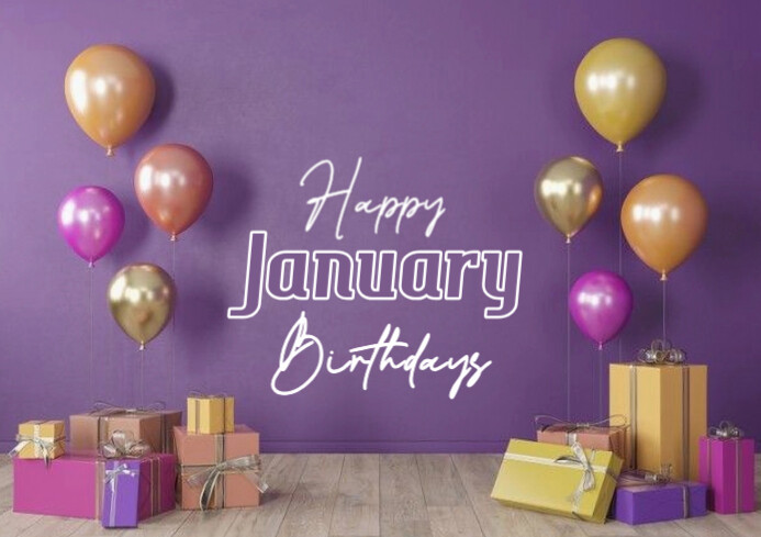 Joyful Happy January Birthdays A4 Template | PosterMyWall