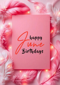 Joyful Happy June Birthdays A4 Template | PosterMyWall