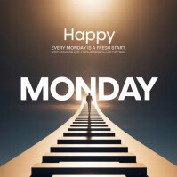 Joyful Happy Monday Inspirational Poster – Fresh Start Quote With Sunrise Pathway Design Instagram P template