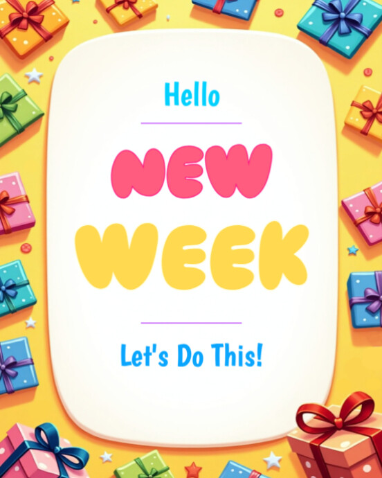 Happy Week Graphics Joyful Happy New Week Poster Banner New Month Motivation Post Social ...