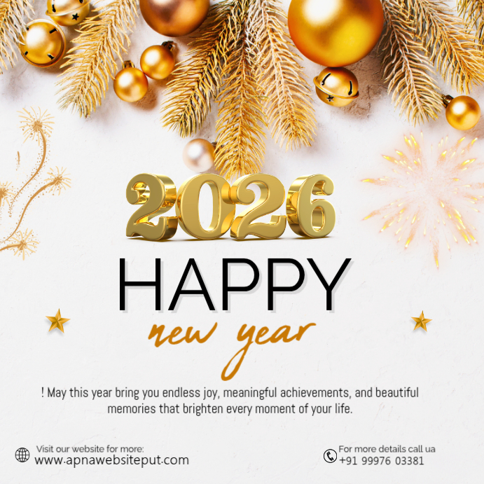 Joyful Happy New Year 2026 Instagram Post Template | PosterMyWall