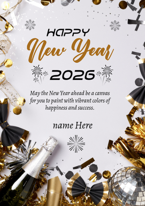 Plantilla de Joyful Happy New Year Poster A4 | PosterMyWall