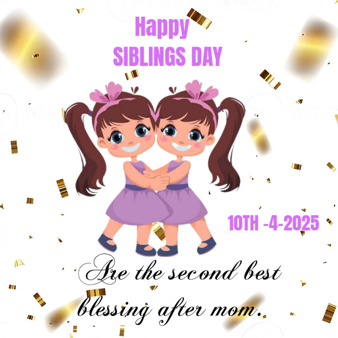 Joyful Happy Siblings Day  Album Cover Capa de álbum template