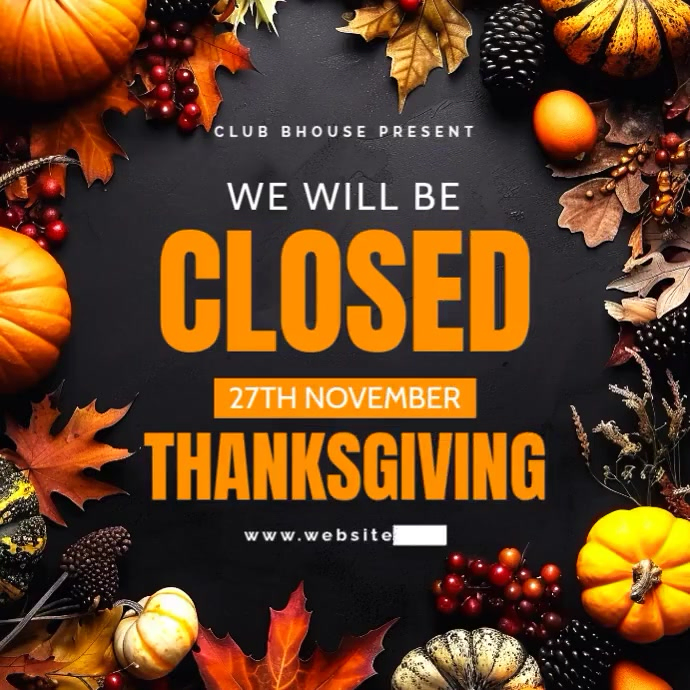 Joyful Happy Thanksgiving Day Closing Ads Instagram Post Template ...