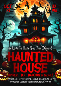 Black Halloween Party Invitation A6 Template