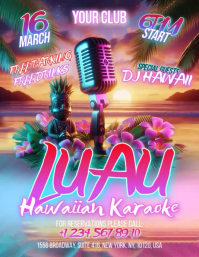 Joyful Hawaiian Luau Karaoke Flyer Video Volante (Carta US) template