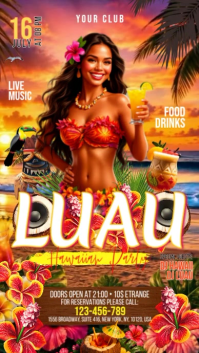Joyful Hawaiian Luau Party Digital Display Video Цифровой дисплей (9 : 16) template