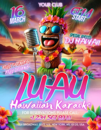 Joyful Hawaiian Luau Party Flyer Video Løbeseddel (US Letter) template