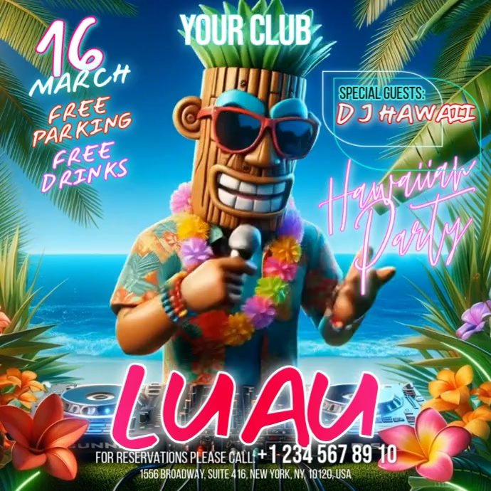 Joyful Hawaiian Luau Party Instagram Post Video Template | PosterMyWall