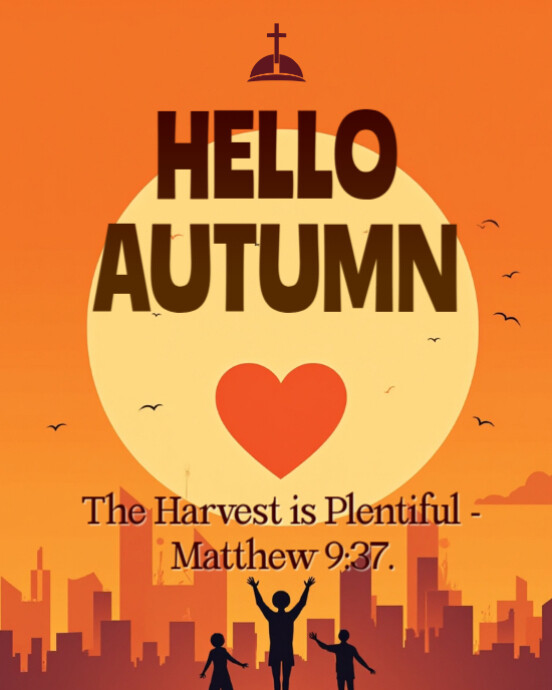 Plantilla de Joyful Hello Autumn Fall Church Bible Verse Quote Social ...