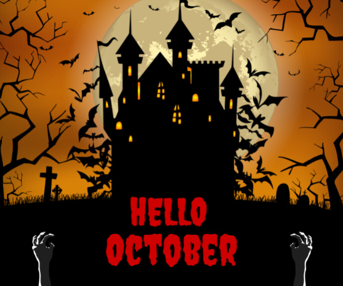 October Rectangle Sign Plantilla de Joyful Hello October Large Rectangle | PosterMyWall