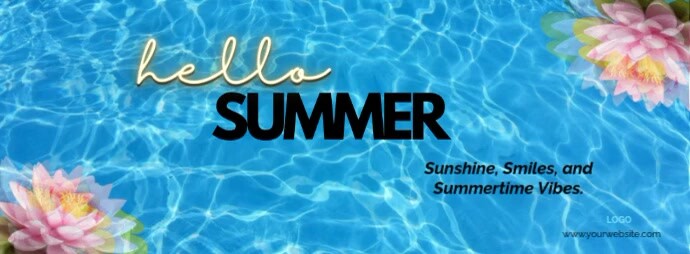 Joyful Hello Summer August vibes Facebook Cover Photo template