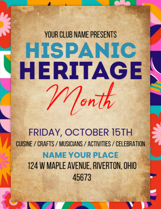 Plantilla de Joyful Hispanic Heritage Month Flyer (us Letter ...