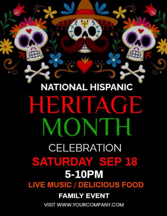 Plantilla de Joyful Hispanic Heritage Month Flyer (us Letter ...