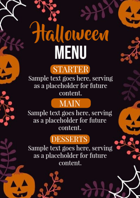 Joyful Hlloween Menu A4 template