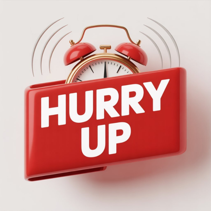 Szablon Joyful Hurry Up Alert Sign With Alarm Clock – Urgent Reminder ...